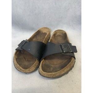Birkenstock Madrid Sandals Womens 8.5/9 Black Single Strap Slip-On Comfort Shoes